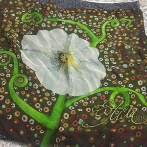 Mila and Such Floral Print Neckerchief Green and White